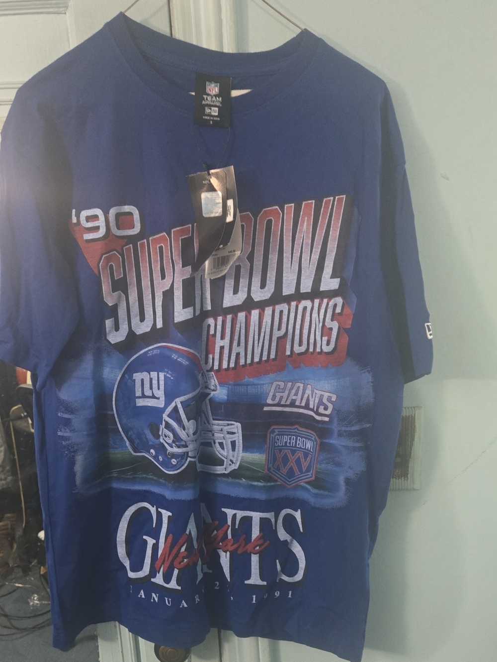New Era Blue New York Giants '90 Super Bowl Champions Short Sleeve Tee